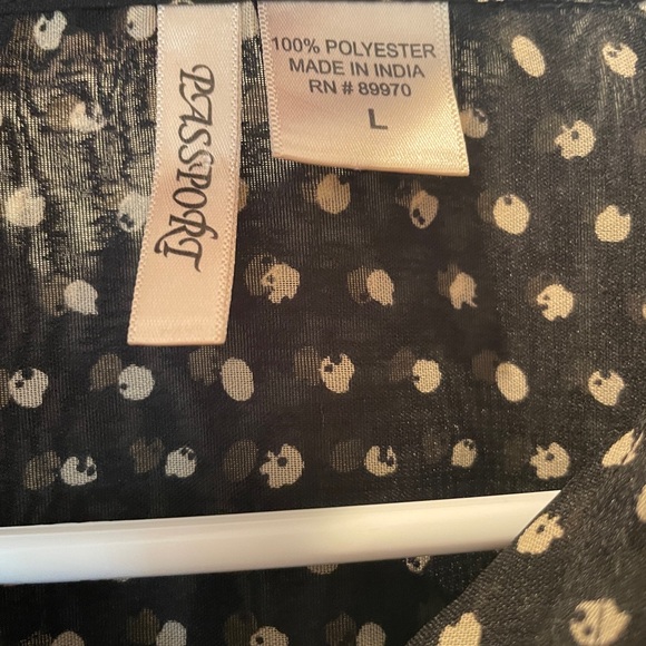 Polka Dots Black and White Long Sleeve Button Down Shirt - Picture 4 of 10